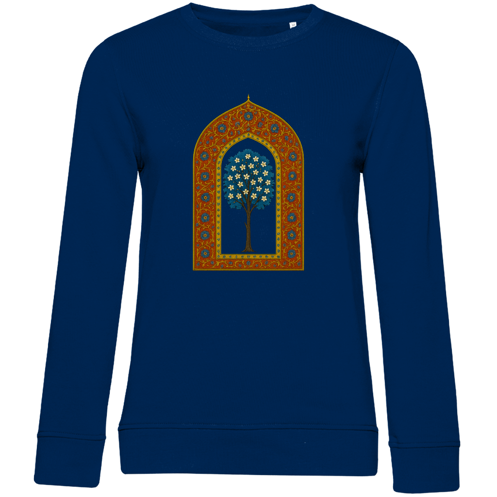 Türkisches Märchen auf Stoff – Damen Bio Sweatshirt mit Baum auf Wolken