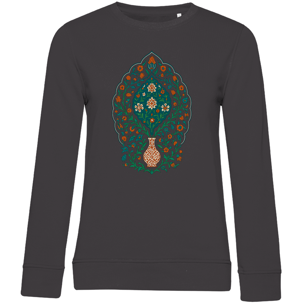 Damen Bio Sweatshirt mit traditionellem türkischem Blumenmuster – Kunstvolles Design