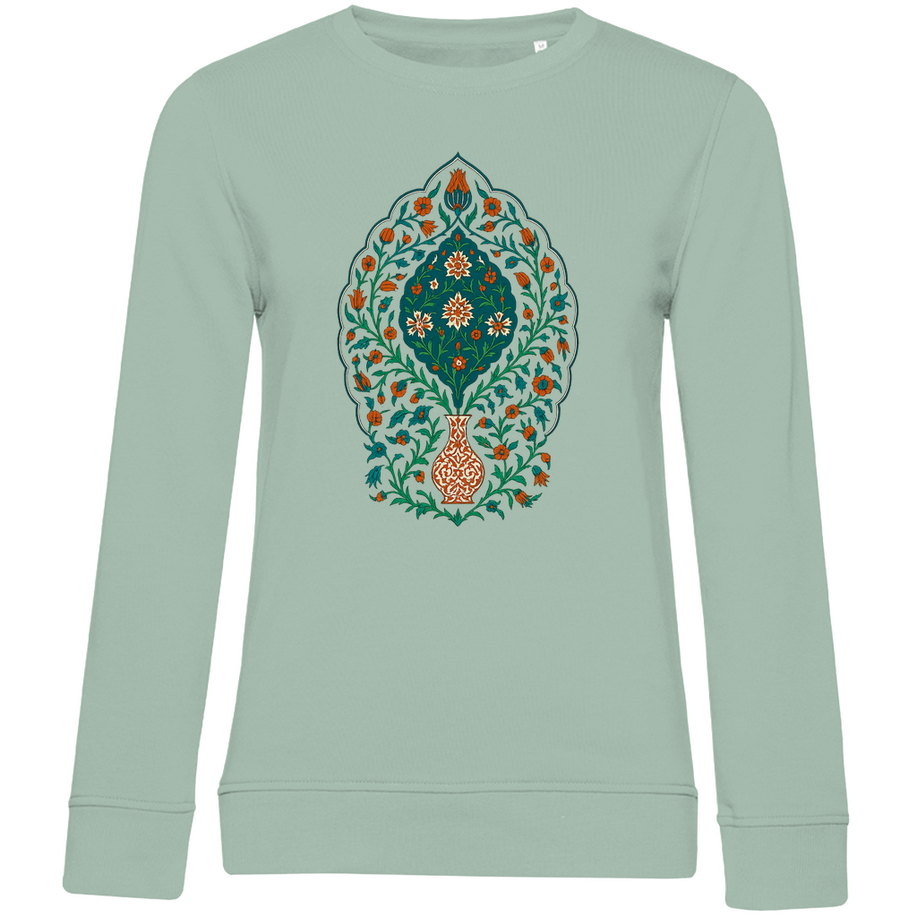 Damen Bio Sweatshirt mit traditionellem türkischem Blumenmuster – Kunstvolles Design