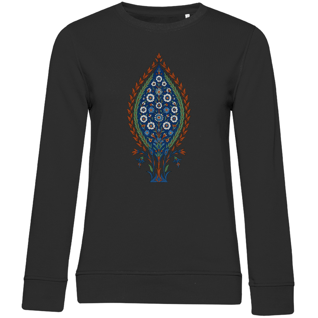 Damen Bio Sweatshirt mit türkischem Blumenmuster – Nachhaltige Mode mit kunstvollem Design
