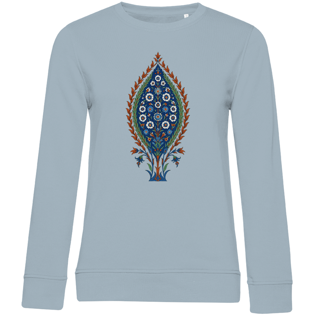 Damen Bio Sweatshirt mit türkischem Blumenmuster – Nachhaltige Mode mit kunstvollem Design
