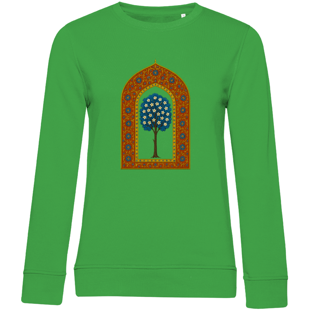 Türkisches Märchen auf Stoff – Damen Bio Sweatshirt mit Baum auf Wolken