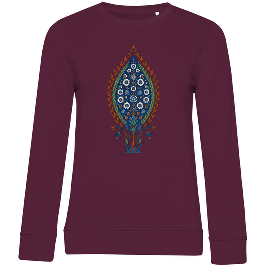 Damen Bio Sweatshirt mit türkischem Blumenmuster – Nachhaltige Mode mit kunstvollem Design