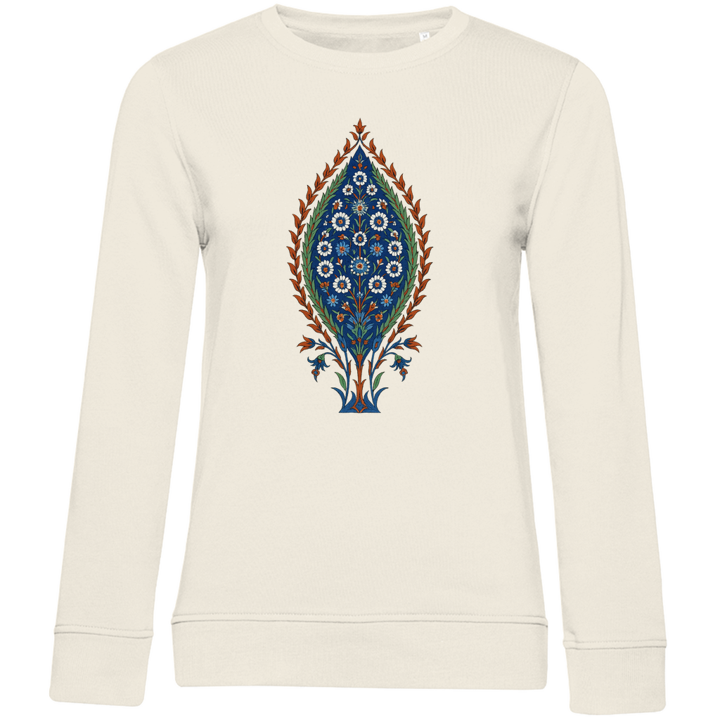 Damen Bio Sweatshirt mit türkischem Blumenmuster – Nachhaltige Mode mit kunstvollem Design