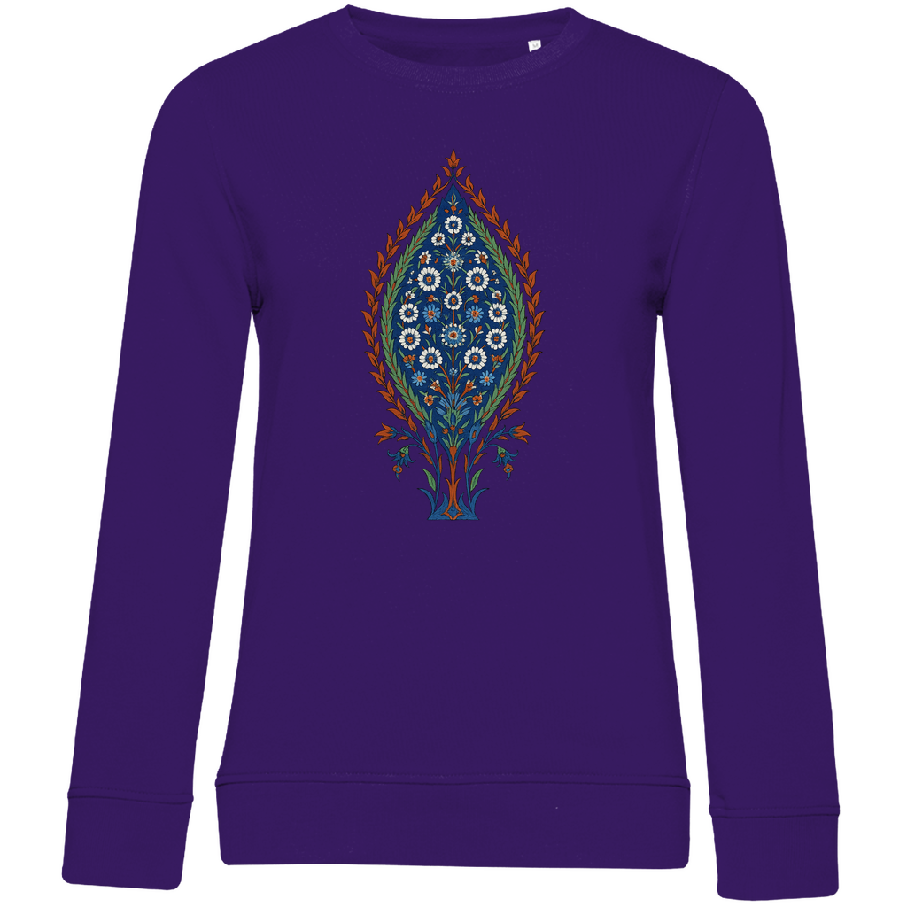Damen Bio Sweatshirt mit türkischem Blumenmuster – Nachhaltige Mode mit kunstvollem Design
