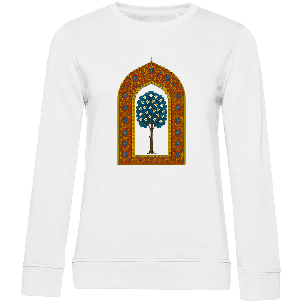 Türkisches Märchen auf Stoff – Damen Bio Sweatshirt mit Baum auf Wolken
