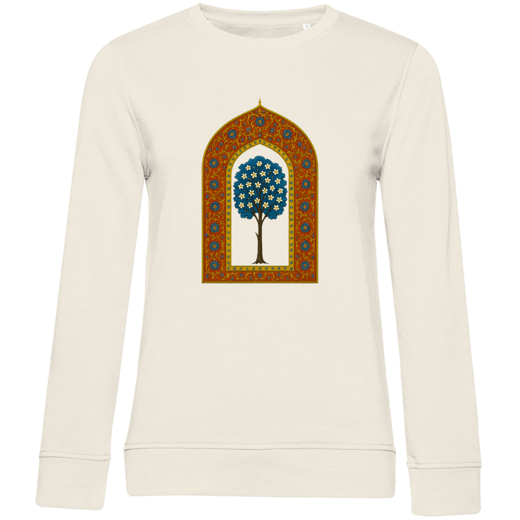 Türkisches Märchen auf Stoff – Damen Bio Sweatshirt mit Baum auf Wolken