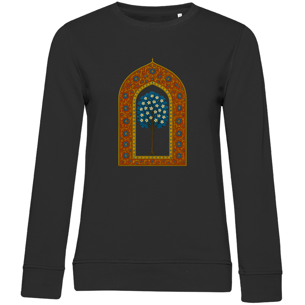 Türkisches Märchen auf Stoff – Damen Bio Sweatshirt mit Baum auf Wolken