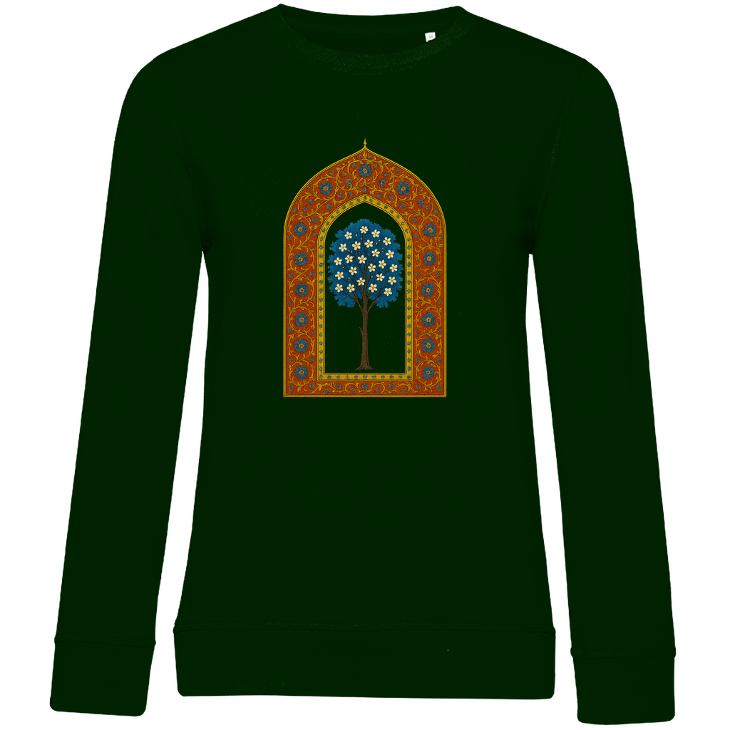 Türkisches Märchen auf Stoff – Damen Bio Sweatshirt mit Baum auf Wolken