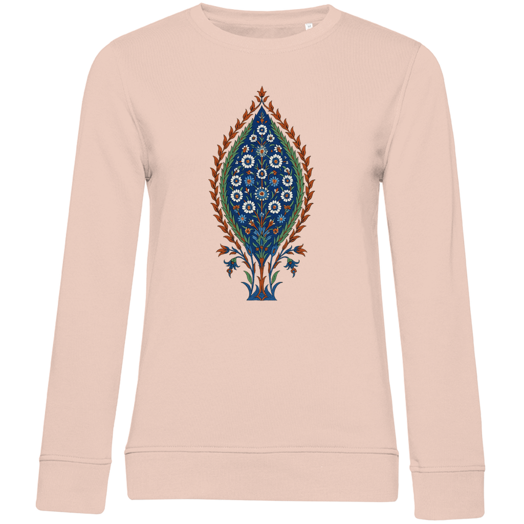 Damen Bio Sweatshirt mit türkischem Blumenmuster – Nachhaltige Mode mit kunstvollem Design