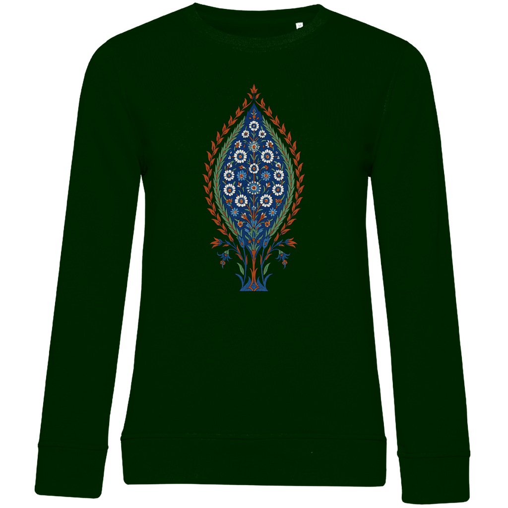 Damen Bio Sweatshirt mit türkischem Blumenmuster – Nachhaltige Mode mit kunstvollem Design