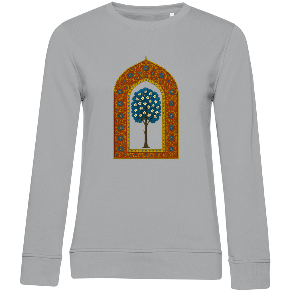 Türkisches Märchen auf Stoff – Damen Bio Sweatshirt mit Baum auf Wolken