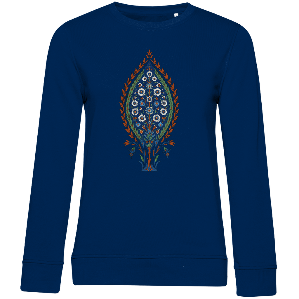 Damen Bio Sweatshirt mit türkischem Blumenmuster – Nachhaltige Mode mit kunstvollem Design