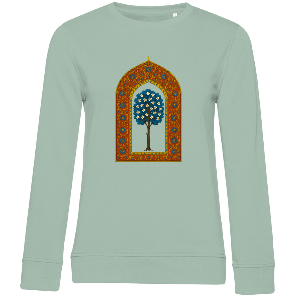 Türkisches Märchen auf Stoff – Damen Bio Sweatshirt mit Baum auf Wolken