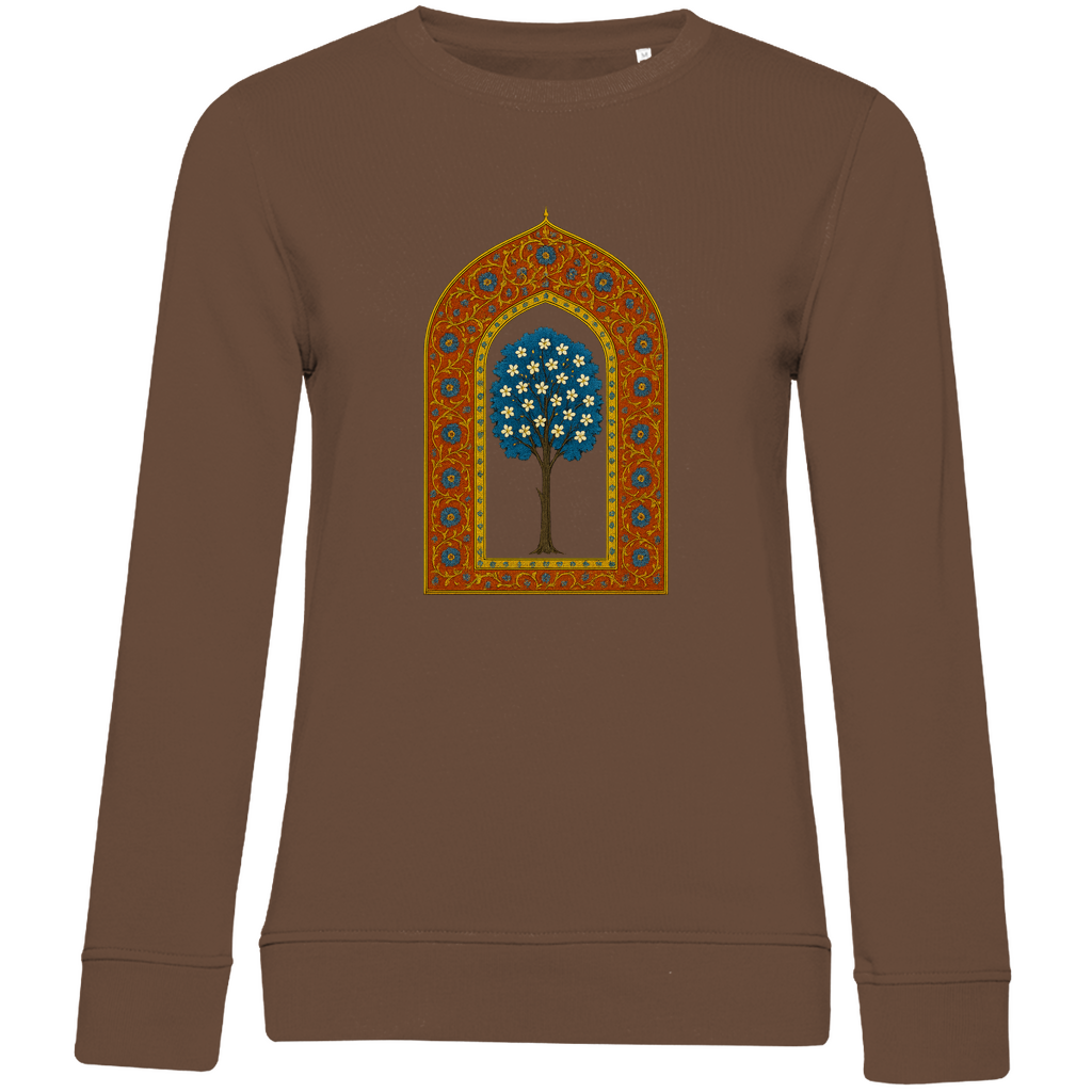 Türkisches Märchen auf Stoff – Damen Bio Sweatshirt mit Baum auf Wolken