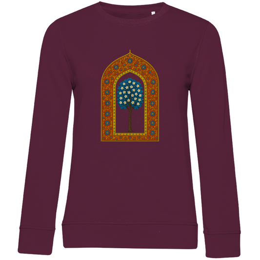 Türkisches Märchen auf Stoff – Damen Bio Sweatshirt mit Baum auf Wolken