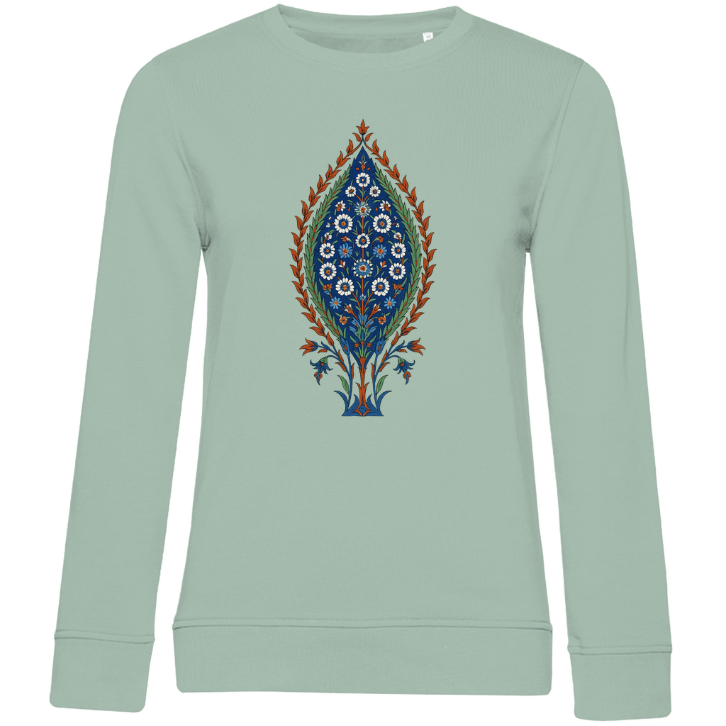 Damen Bio Sweatshirt mit türkischem Blumenmuster – Nachhaltige Mode mit kunstvollem Design