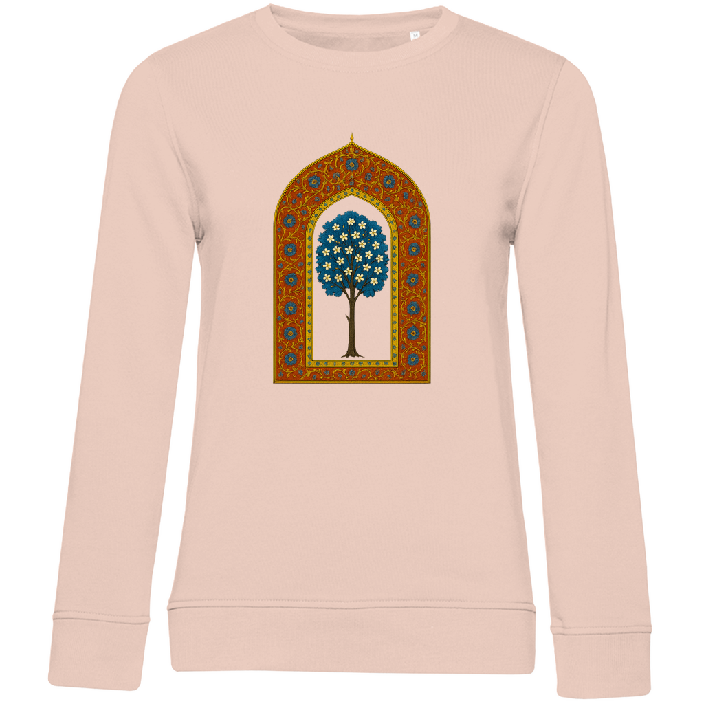 Türkisches Märchen auf Stoff – Damen Bio Sweatshirt mit Baum auf Wolken