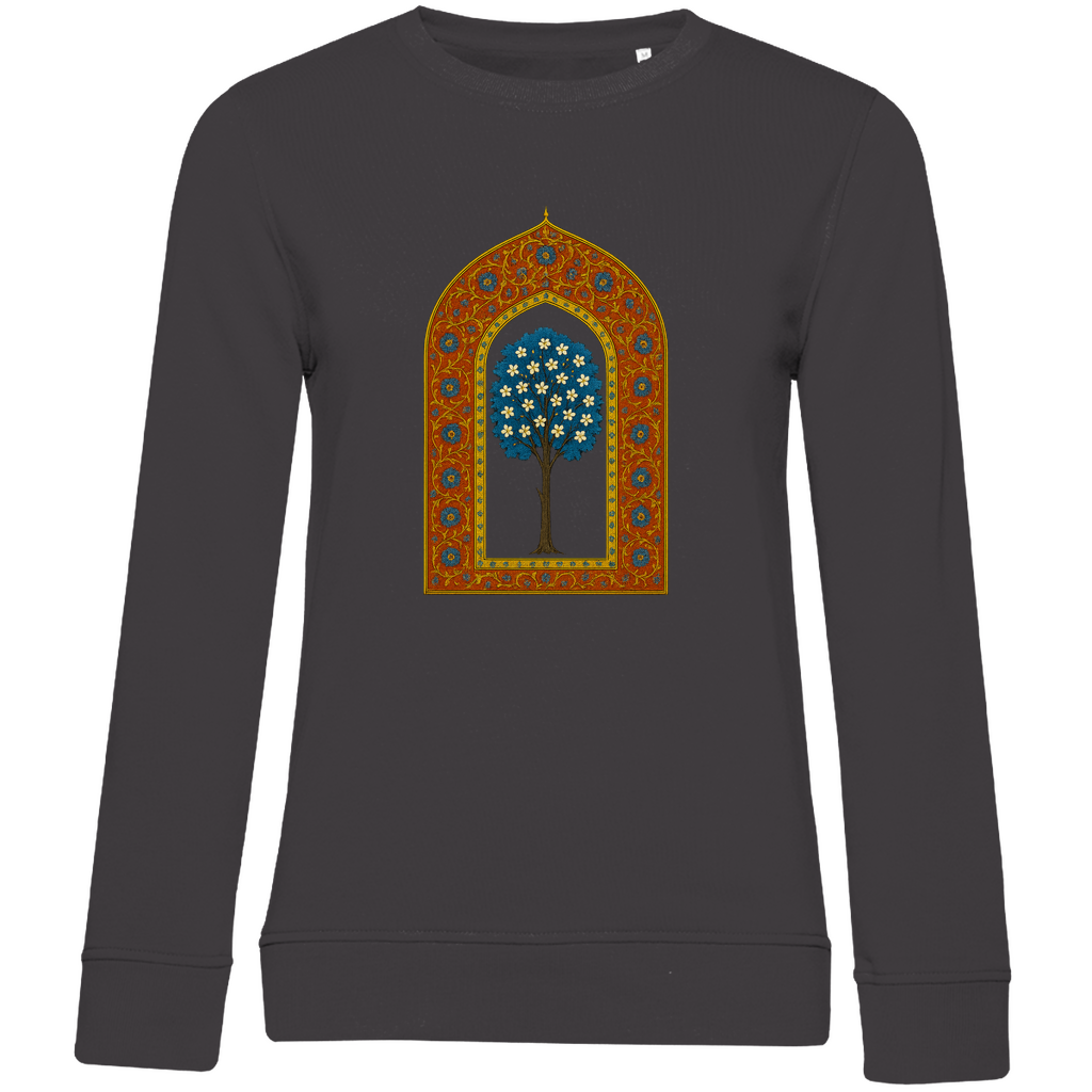 Türkisches Märchen auf Stoff – Damen Bio Sweatshirt mit Baum auf Wolken