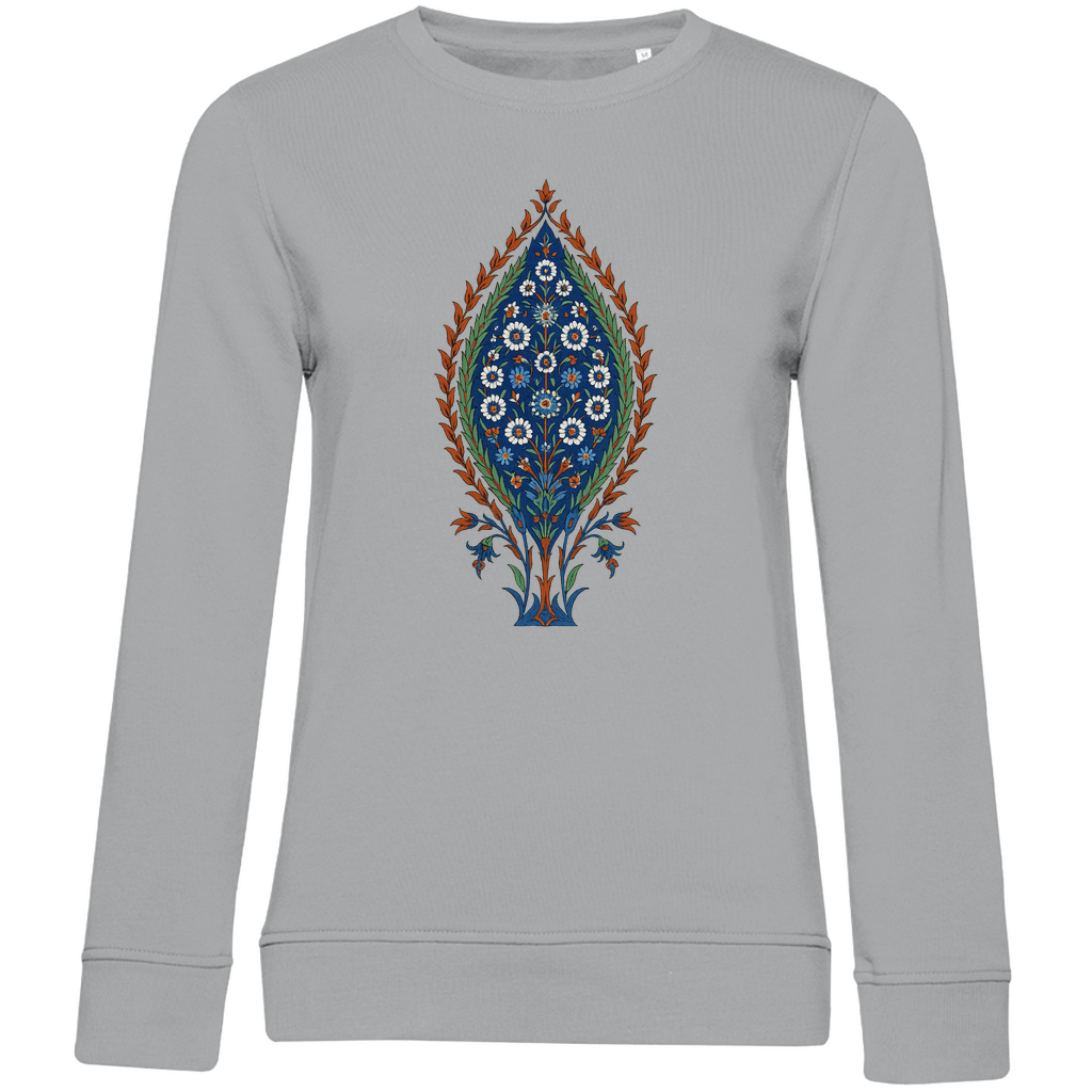 Damen Bio Sweatshirt mit türkischem Blumenmuster – Nachhaltige Mode mit kunstvollem Design