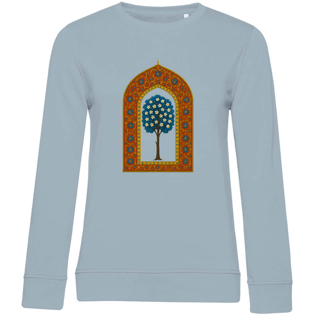 Türkisches Märchen auf Stoff – Damen Bio Sweatshirt mit Baum auf Wolken