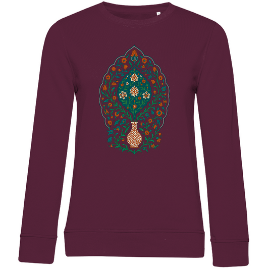 Damen Bio Sweatshirt mit traditionellem türkischem Blumenmuster – Kunstvolles Design